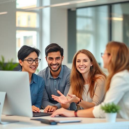 Imagen de un equipo de soporte al cliente trabajando, mostrando un ambiente de apoyo.